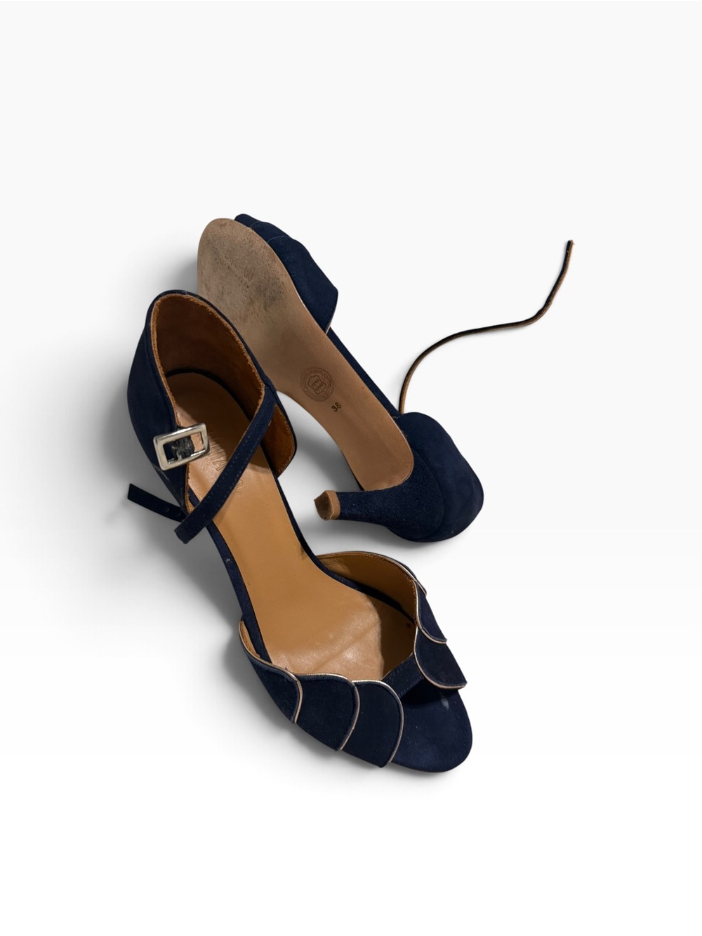 EMMA GO PHOEBE SUEDE BLUE & GOLD SHOES - Picture 2 of 7